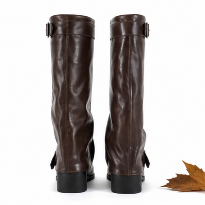 Fall Pure Brown Leather Boots