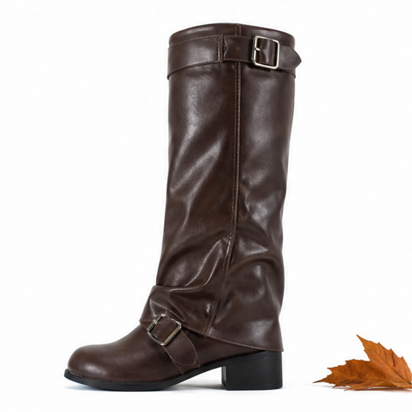 Fall Pure Brown Leather Boots
