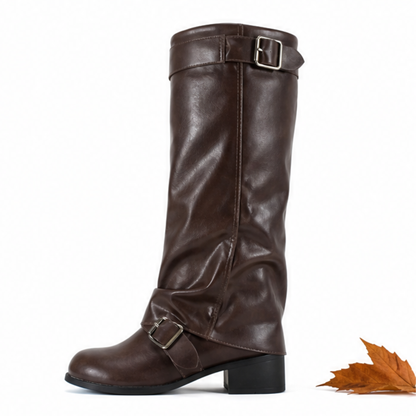 Fall Pure Brown Leather Boots