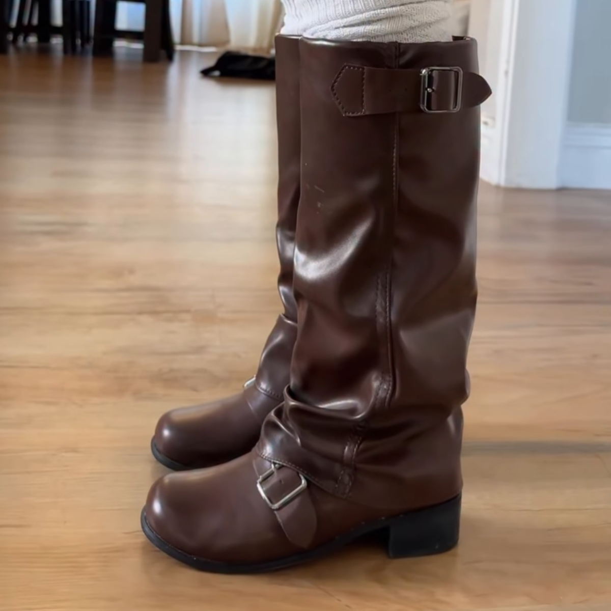 Fall Pure Brown Leather Boots
