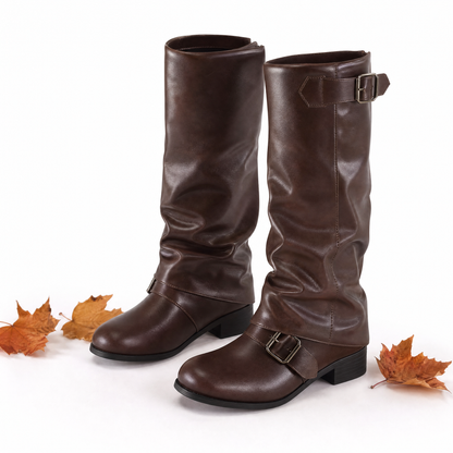 Fall Pure Brown Leather Boots