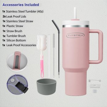 Elystria Stainless Steel Tumbler with Straw